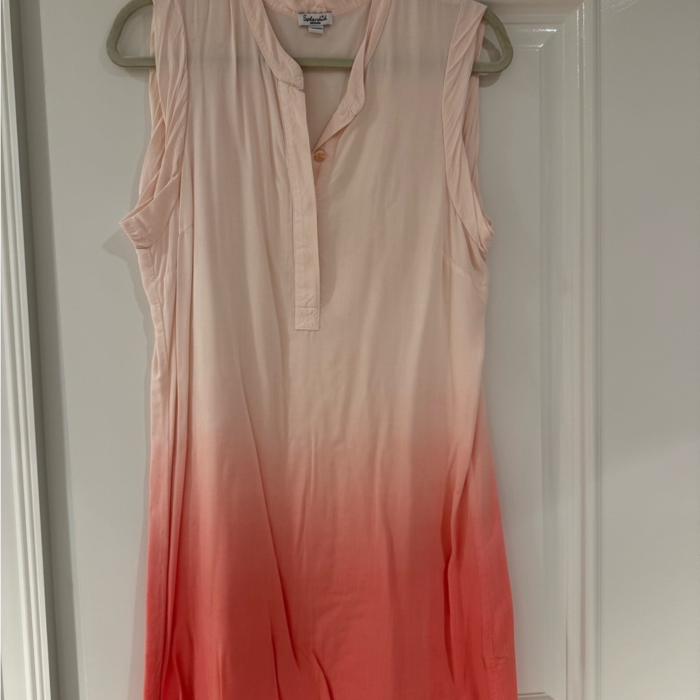 Splendid Pink Polo Collar Sleeveless Midi Sundress
